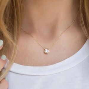 Simple 1 Carat Round CZ Layering Necklace